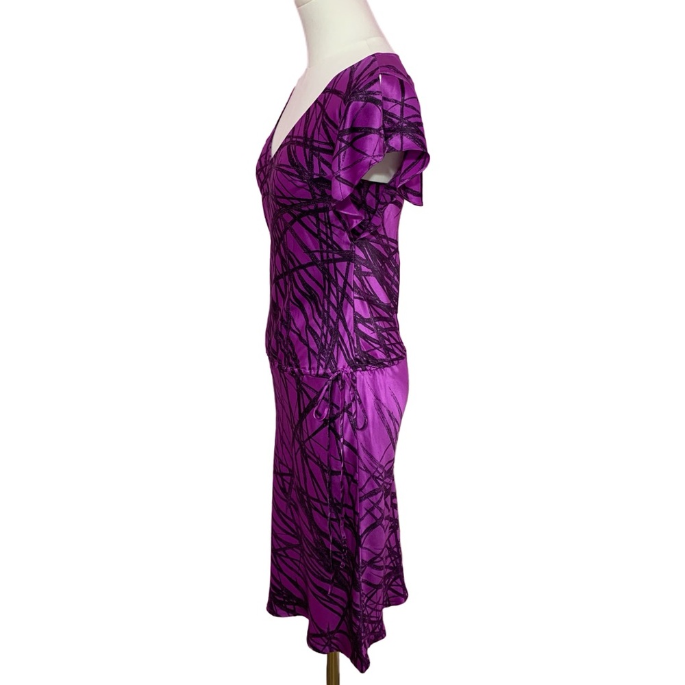 NWT VTG BCBGMAXAZRIA Purple Silk Midi Dress 4 - Picture 5 of 6